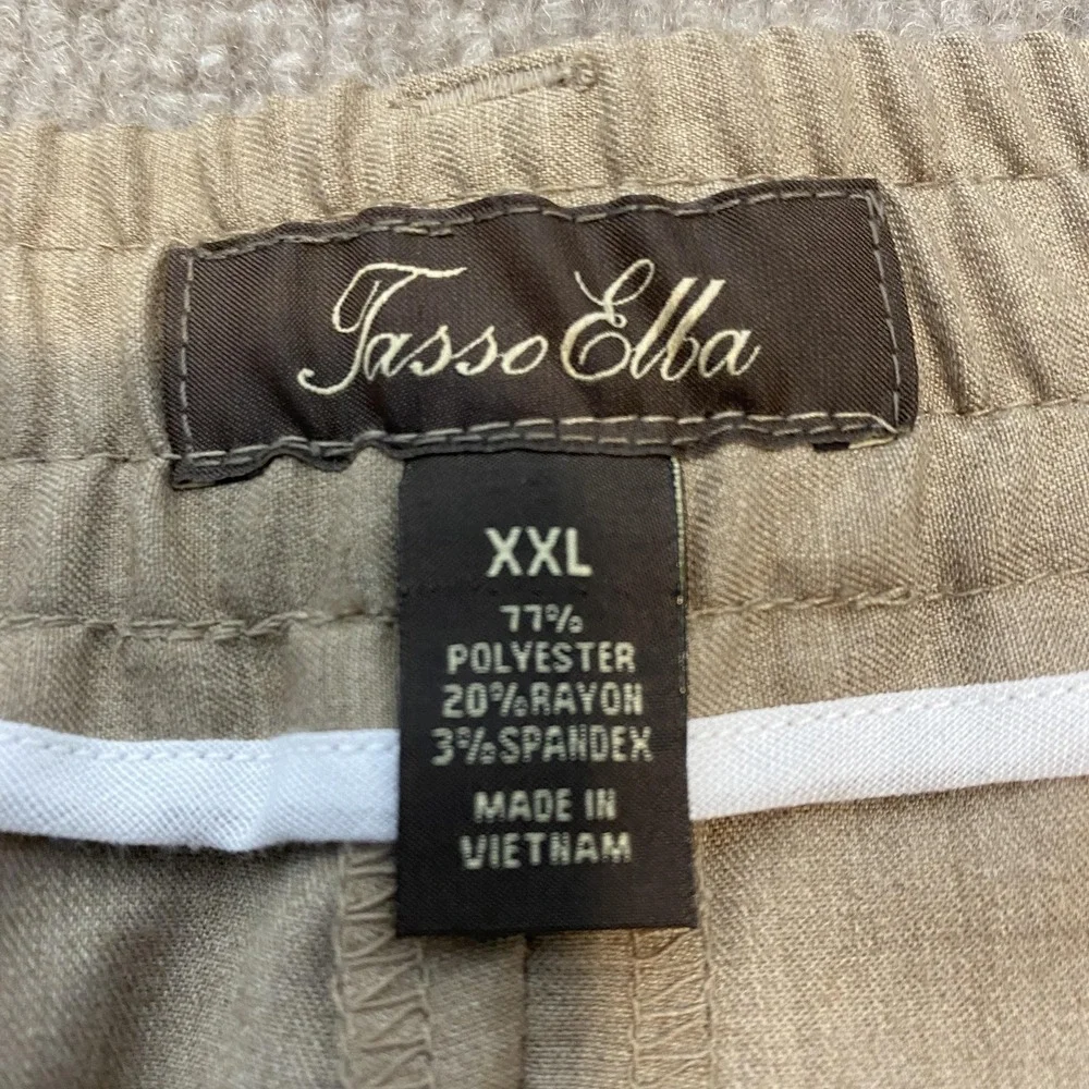Tasso‎ Elba Pants Mens XXL Beige Microfiber Elastic Waist Relaxed Stretch Beach